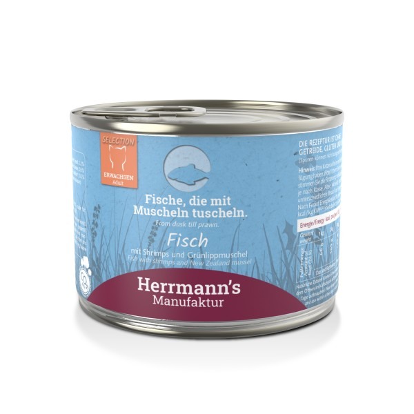 Herrmann's Katzen Dose - Fisch mit Shrimps und Grünlippmuschel - 200g Katzen Nassfutter
