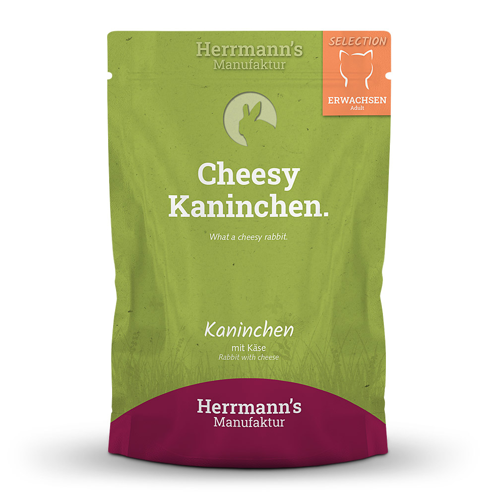 Herrmann's Katzen Pouches - Selection Adult Kaninchen und Käse 100g