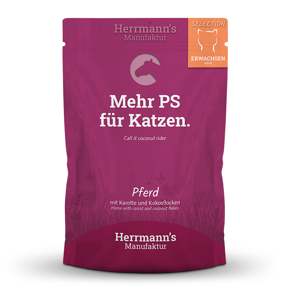 Herrmann's Katzen Pouches - Selection Adult Pferd mit Karotte und Kokosflocken 100g