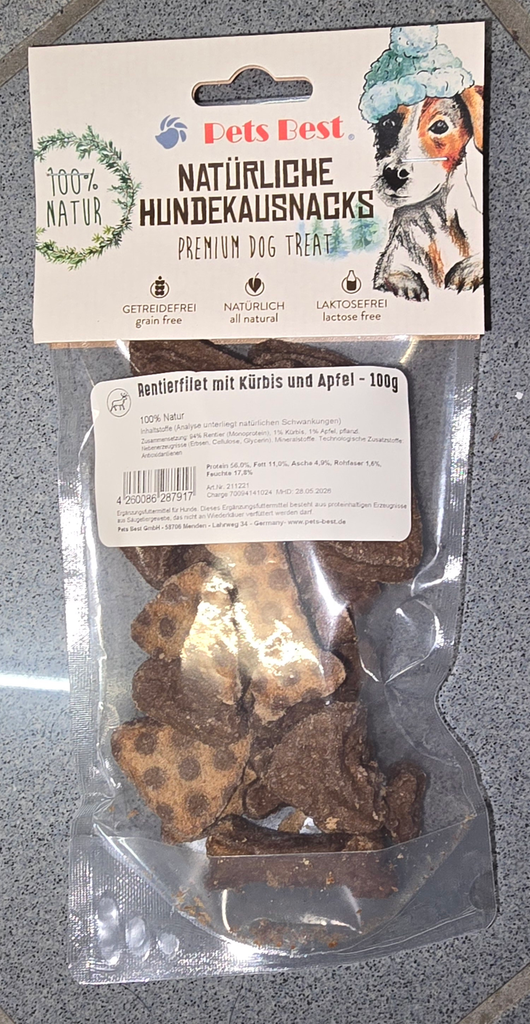Pets Best - Rentierfilet mit Kürbis und Apfel 100 g