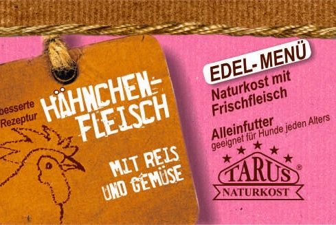 Tarus Naturkost Hund - Edel Menü Dose: Hähnchen mit Reis & Gemüse 400g