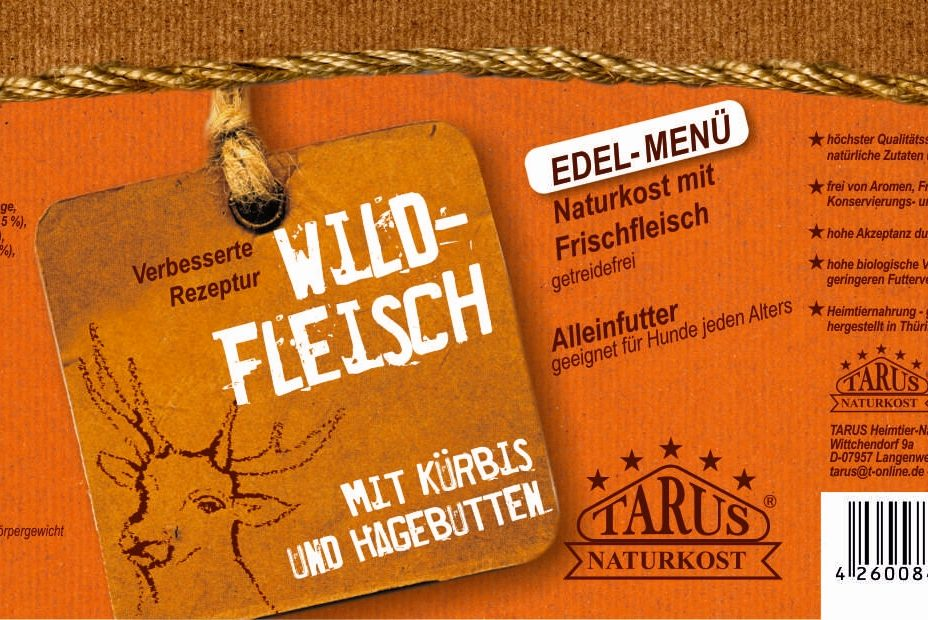 Tarus Naturkost Hund - Edel Menü Dose: Wildfleisch mit Kürbis & Hagebutte 800g