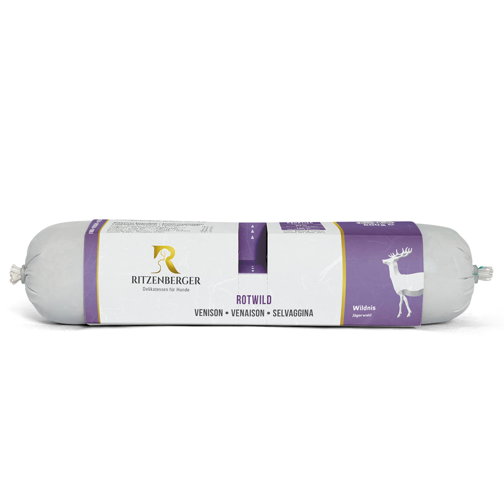 Ritzenberger Wildnis Menü Duo-Rolls - Rotwild Jägerwald 2x400g - Hunde und Katzenfutter