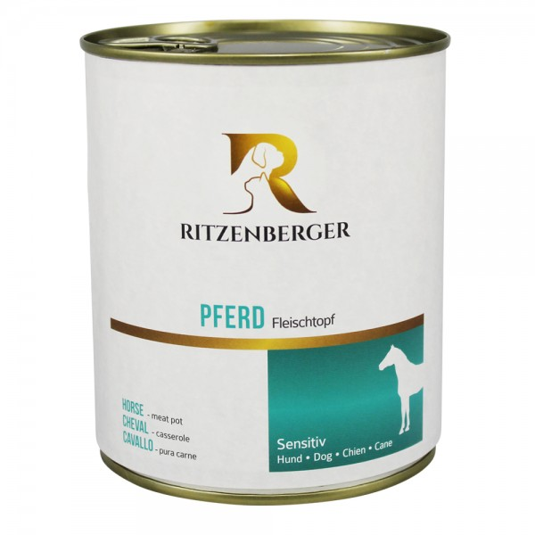Ritzenberger Pure Fleisch  Dose – Sensitiv Pferd Fleischtopf 800g - Pur Monoprotein