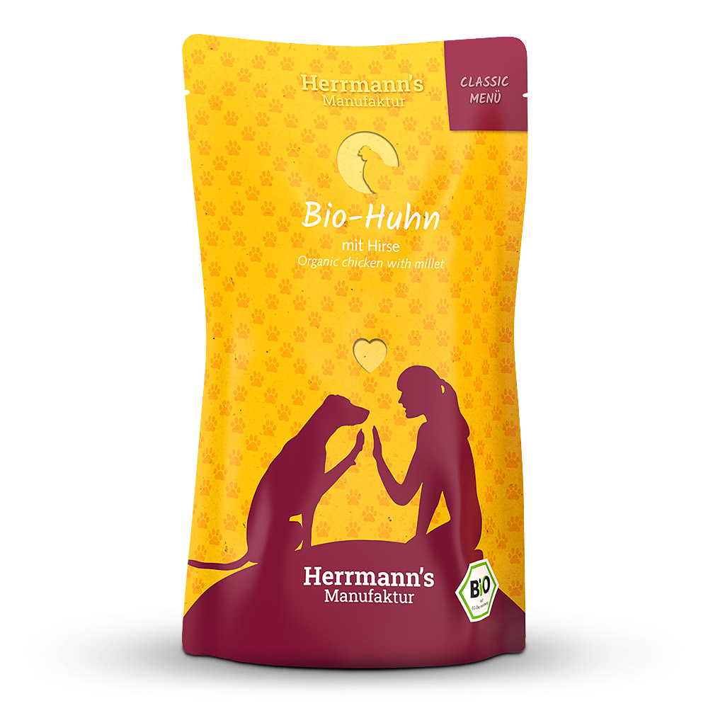 Herrmann's Hunde Dose - Classic Bio-Huhn mit Hirse - 130g Hunde Nassfutter