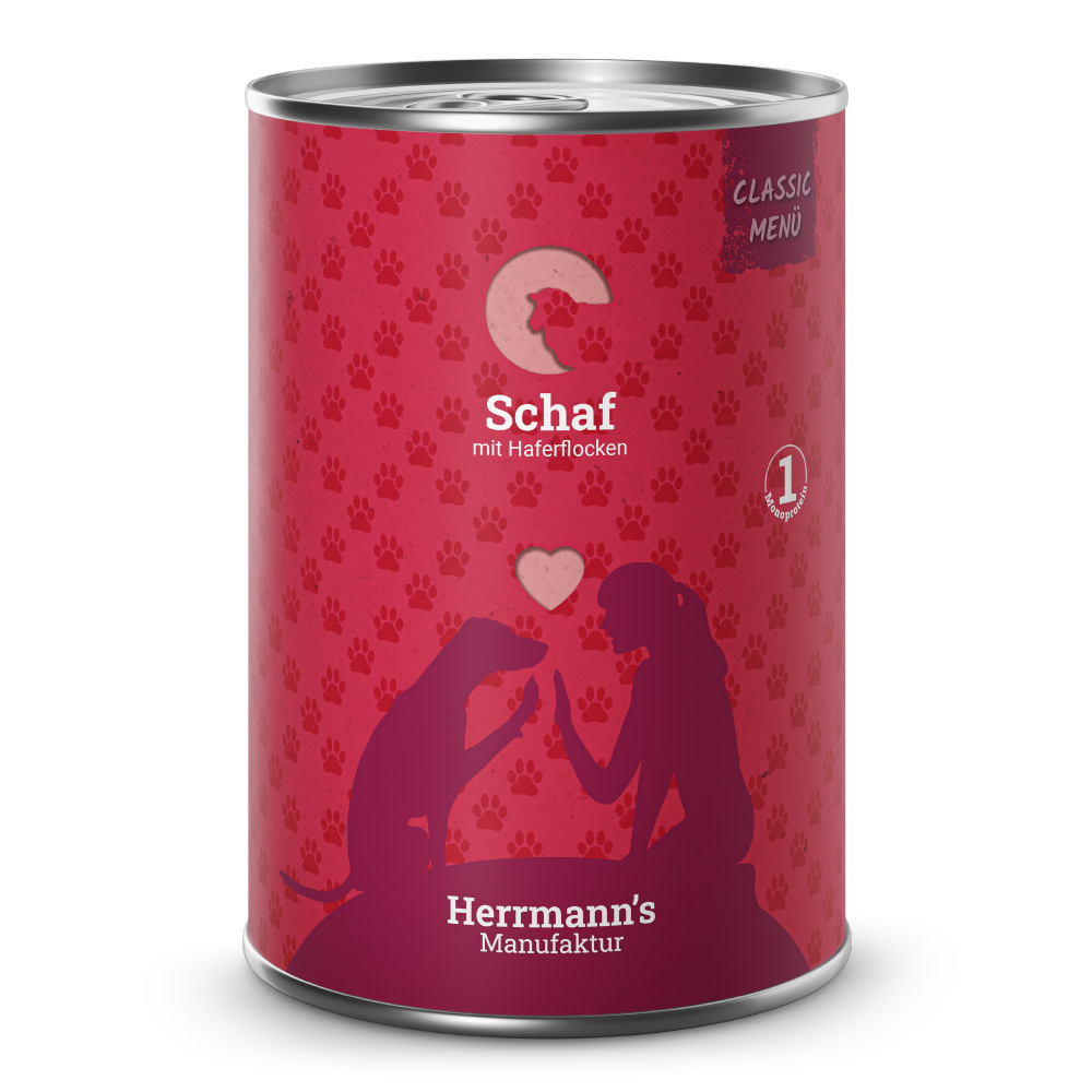 Herrmann's Hunde Dose - Classic Schaf mit Haferflocken - 400g Hunde Nassfutter