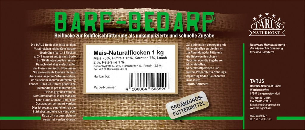 Tarus Beiflocken Mais-Naturflocken mit Gemüse 1kg