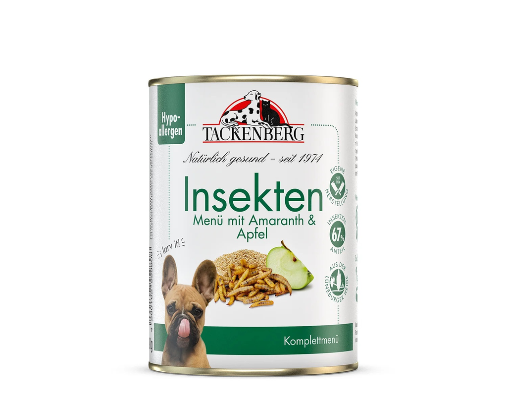 Tackenberg Menü Dose - Insekten mit Amaranth & Apfel 400g Nassfutter für Hunde
