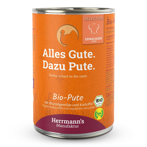 [HM006944] Herrmann's Hunde Dose - Adult Bio-Pute mit Pastinake & Kartoffel  - 400g Hunde Nassfutter