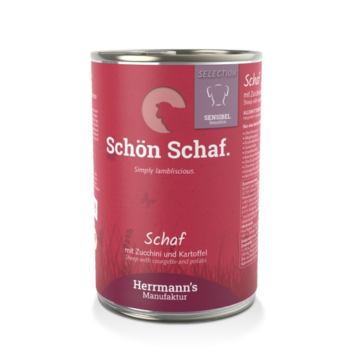 [HM009662] Herrmann's Hunde Dose - Sensible Schaf mit Zucchini und Kartoffeln - 400g Hunde Nassfutter sensibel