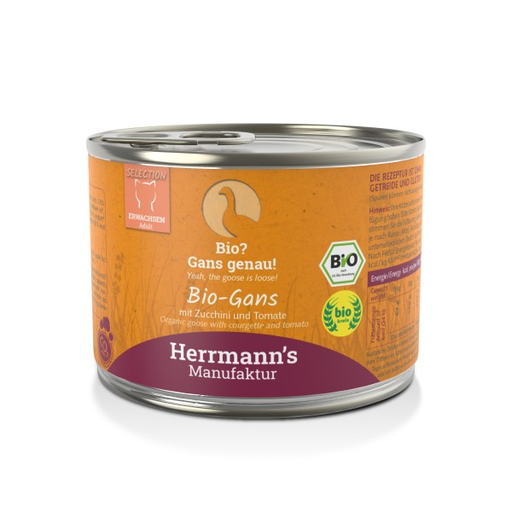 [HM-A7-200-1] Herrmann's Katzen Dose - Adult Bio-Gans mit Zucchini und Tomaten 200g