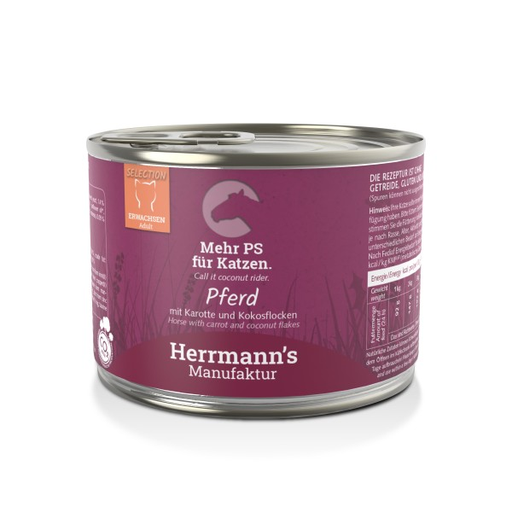 [HM-A9-200-1] Herrmann's Katzen Dose - Adult Pferd mit Karotte und Kokosflocken 200g