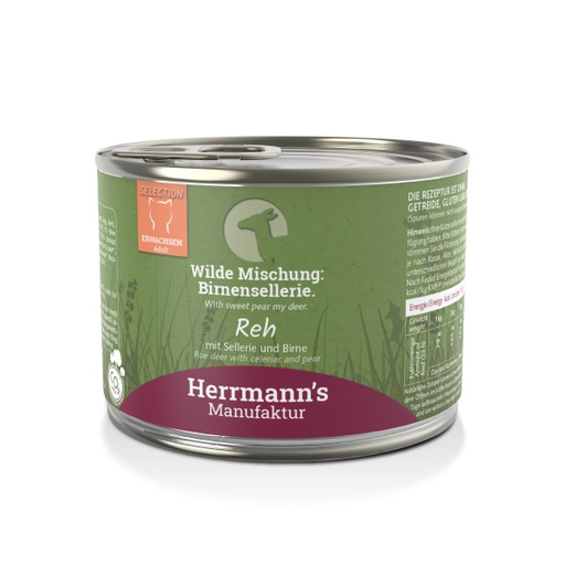 [HM-A8-200-1] Herrmann's Katzen Dose - Adult Reh mit Sellerie und Birne 200g