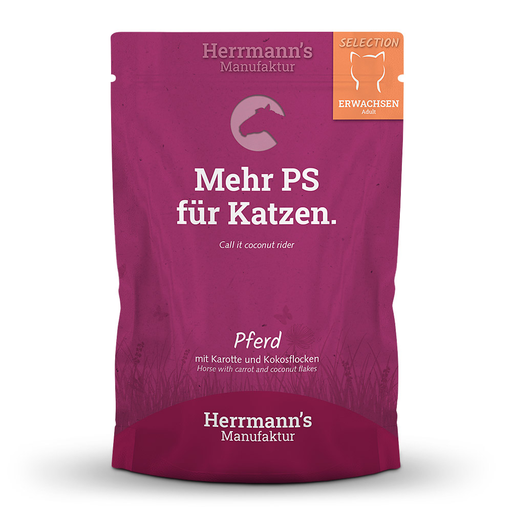 [HM007538] Herrmann's Katzen Pouches - Adult Pferd mit Karotte und Kokosflocken 100g