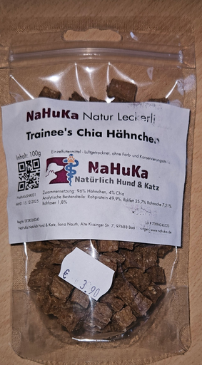 [NaHuKaSNH001c] xxx NaHuKa Natur Leckerli - Trainee's Chia Hähnchen 100g