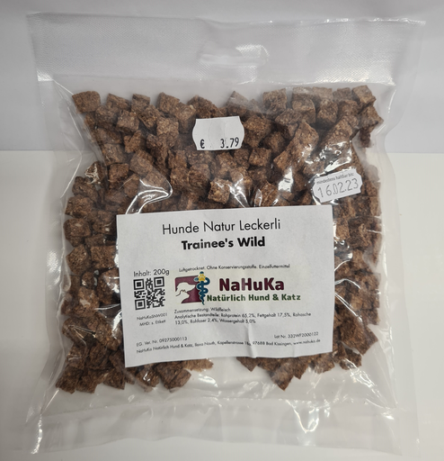 [NaHuKaSNW001] NaHuKa Natur Leckerli - Trainee's Wildfleisch 200g