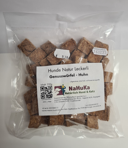 [NaHuKaSNH004] NaHuKa Natur Leckerli - Genusswürfel Huhn 250g