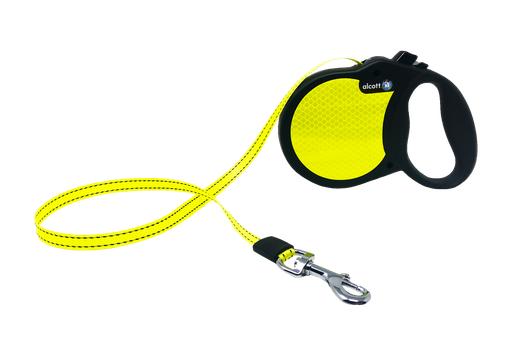 [849910117305] Alcott Visibility Automatik-Rollleine M neongelb-schwarz mit Reflektor für Hunde bis 30kg