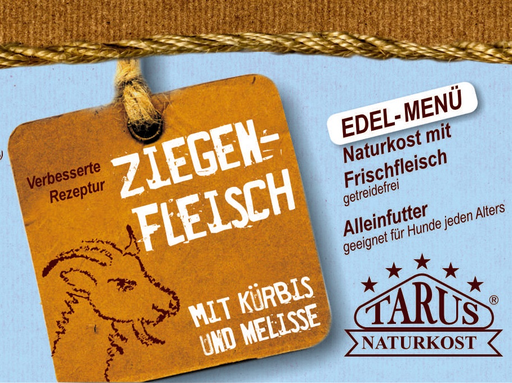 [P0008063] Tarus Naturkost Hund - Edel Menü Dose: Ziegenfleisch mit Kürbis & Melisse 800g