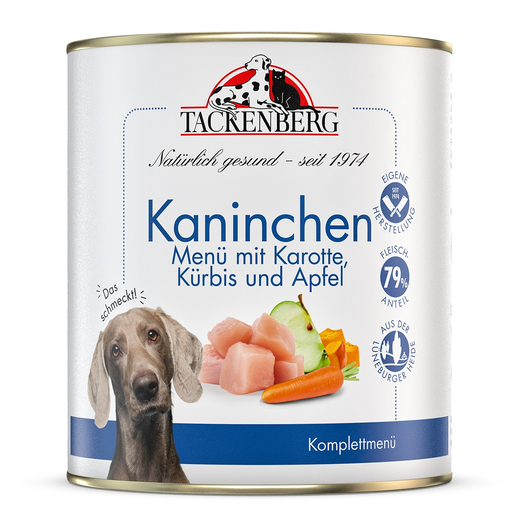 [P0008570] Tackenberg Menü Dose - Kaninchen mit Karotte, Kürbis und Apfel 800g Nassfutter für Hunde