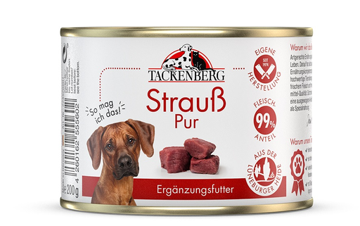 [P0008572] Tackenberg Reinfleisch - Dose Strauß pur 200g - Nassfutter