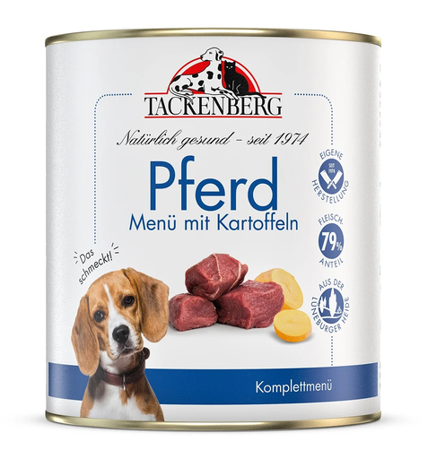 [P0008588] Tackenberg Menü Dose - Pferd mit Kartoffeln 800g Nassfutter für Hunde