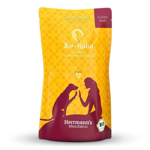 [P0008600] Herrmann's Hunde Dose - Classic Bio-Huhn mit Hirse - 130g Hunde Nassfutter
